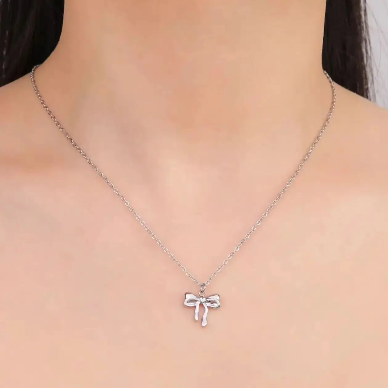 Unift Элегантный женский галстук-бабочка Y2k шейная цепочка подвеска из нержавеющей