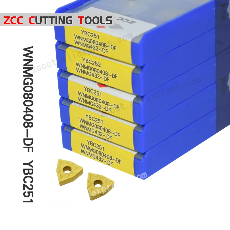 

50pcs ZCC Inserts WNMG080408-DF YBC251 Yellow Coating WNMG 080408-DF WNMG0804 WNMG080408 For Turning Lathe Blade