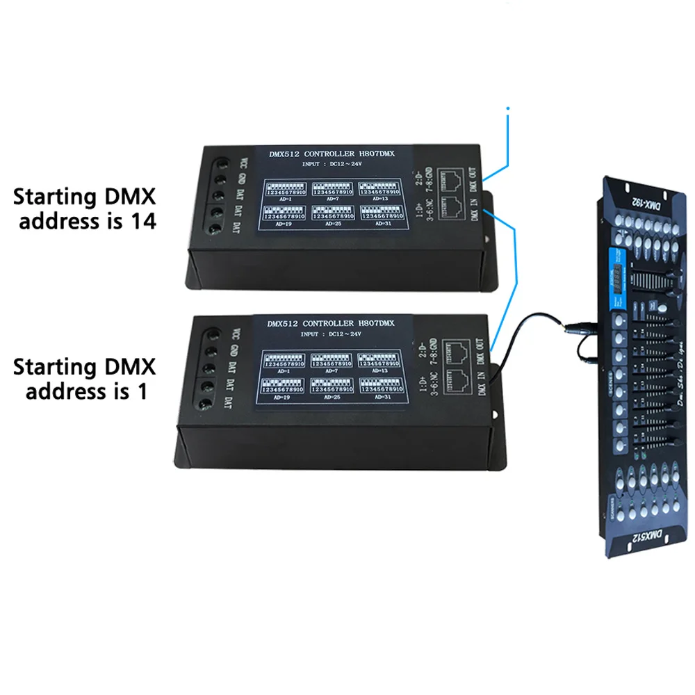 H807dmx Dmx512 Controller Rgb Pixels Controller 13 Channels Dmx Controller for Ws2811 Ws2812 Ws2813 Sm16703 Dmx Stage Light