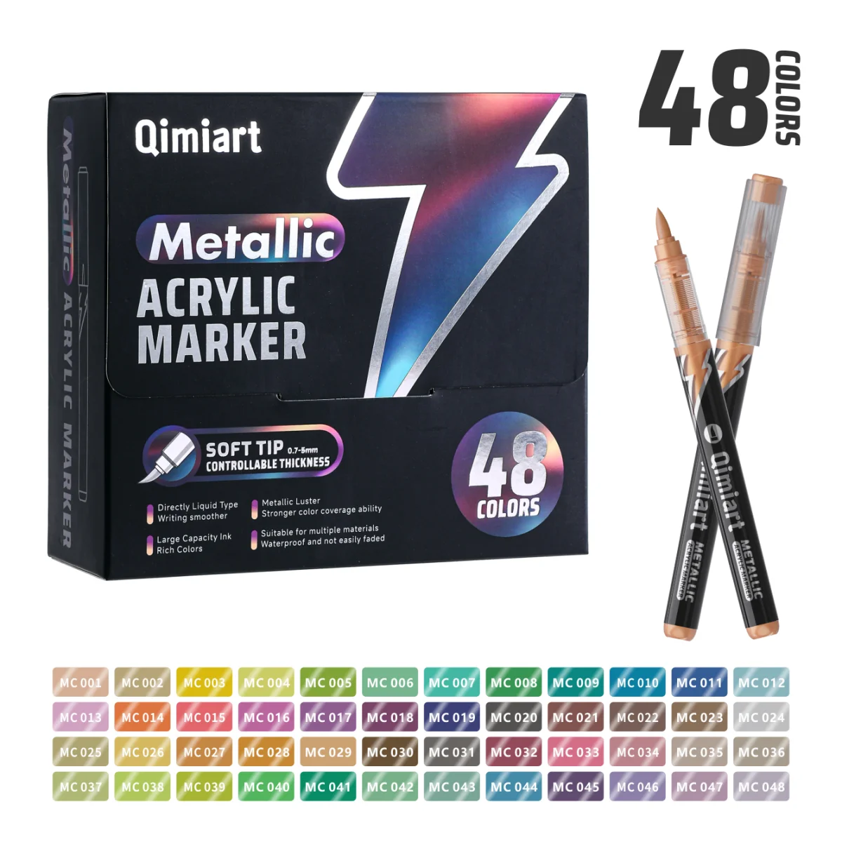 

Набор Из 48 Металлических Акриловых Маркеров С Мягким Кистевидным Наконечником Для Рисования На Черной Бумаге И Камне