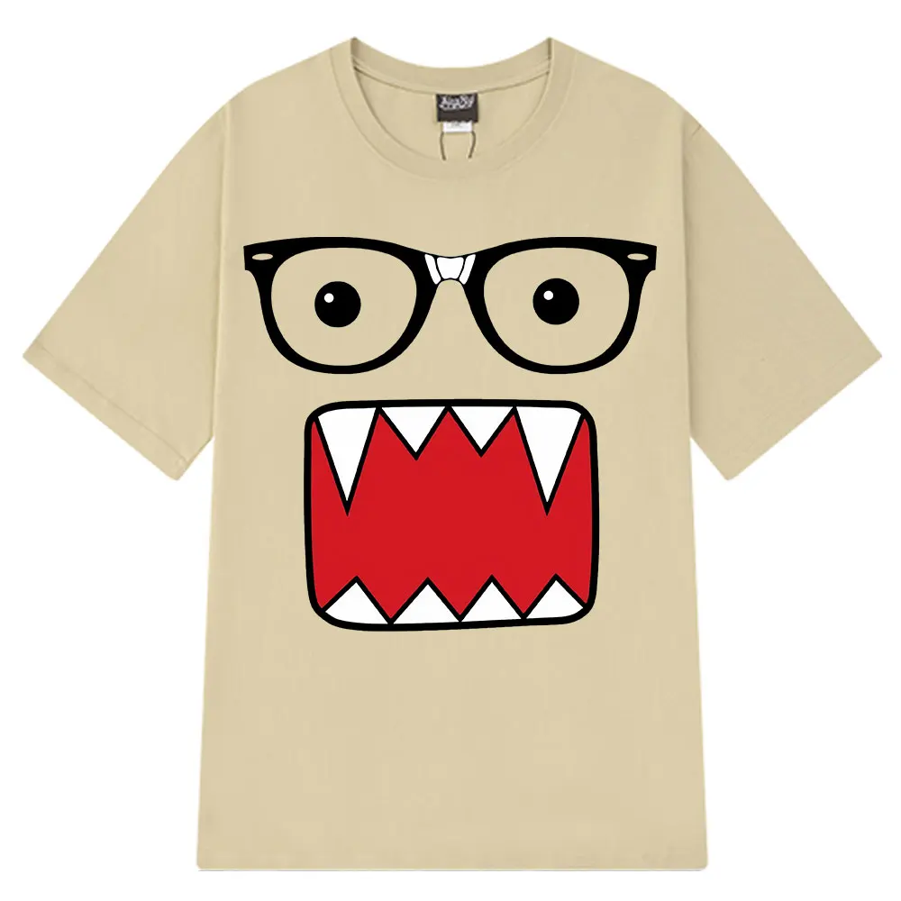 Фото Domo Kun забавные юмористические модные футболки мужские и женские повседневные футболки из 100% хлопка Harajuku с коротким рукавом негабаритная футболка унисекс №3