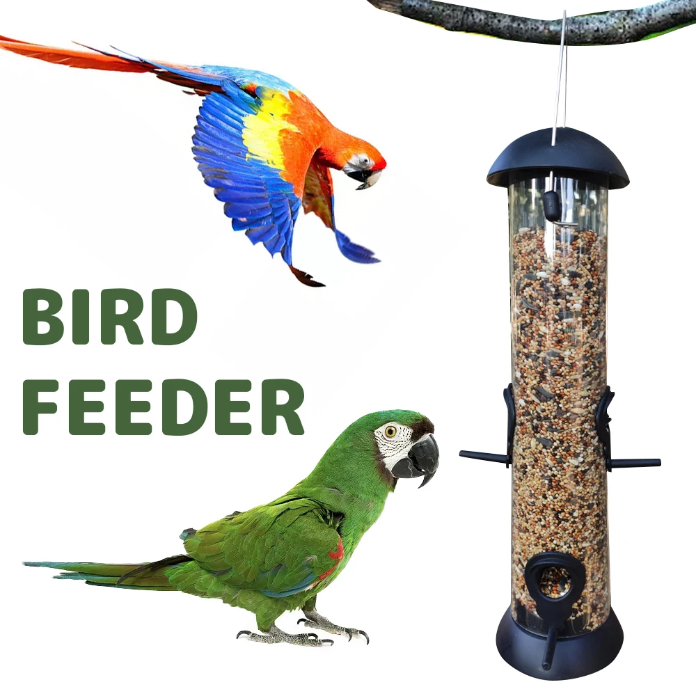 

NEW Plastic Hanging Bird Feeder Garden Feeding Station Birds Seed DispenserB