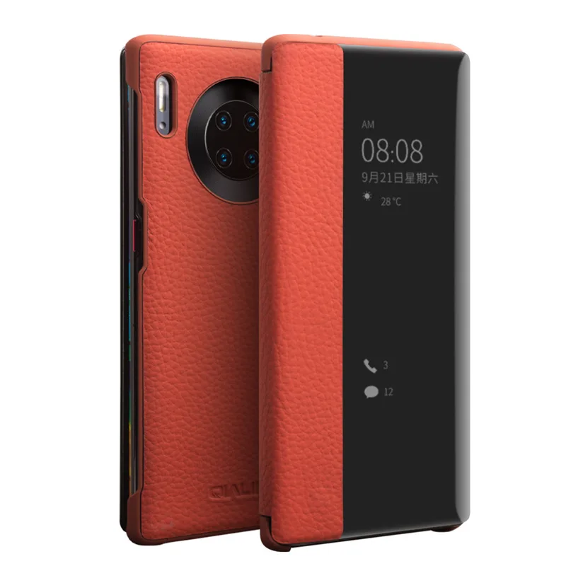 

Contact the applicable huawei mate30pro following from leather flip mate30 intelligent window phone holster