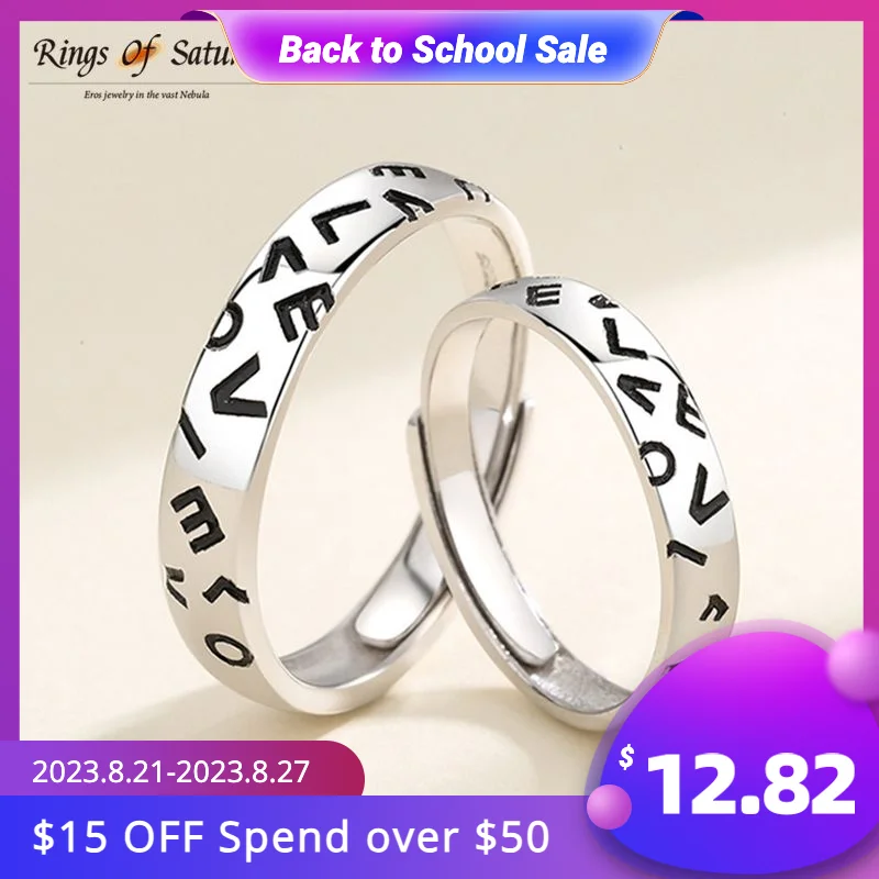 

Romantic 100% Pure 925 Sterling Silver Couple Rings For Women Men Wedding Fine Jewelry Couple Rings For Love Valentine's Gift