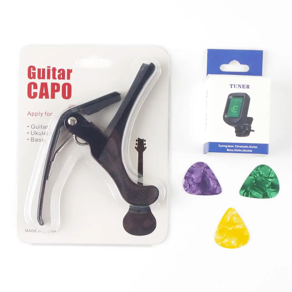 

1 Set Guitar Accessories Set Guitar Strings Tuner Capo Picks Portable Plastic And Metal Tool Kit Gift For Guitarist Beginner P8