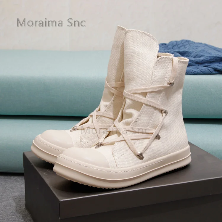 High Top Canvas Shoes for Women Casual Sneakers Shoes Men Thick Sole Lace Up Couple Sports Ankle Boots Spring Autumn Single Shoe