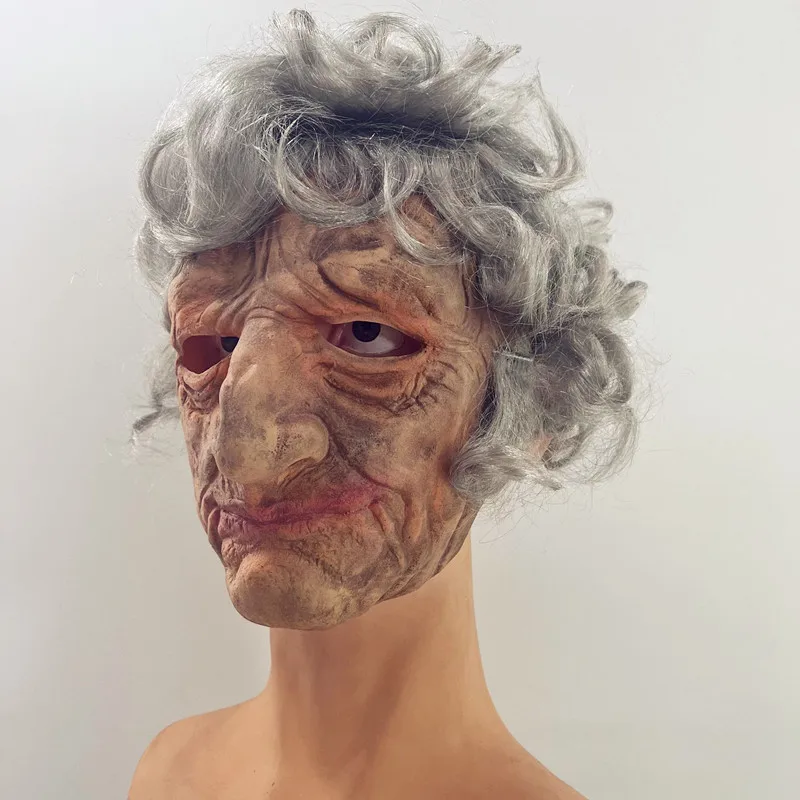 

Женская страшная бабушка, латексная маска, аксессуары для костюмов, страшный Косплей