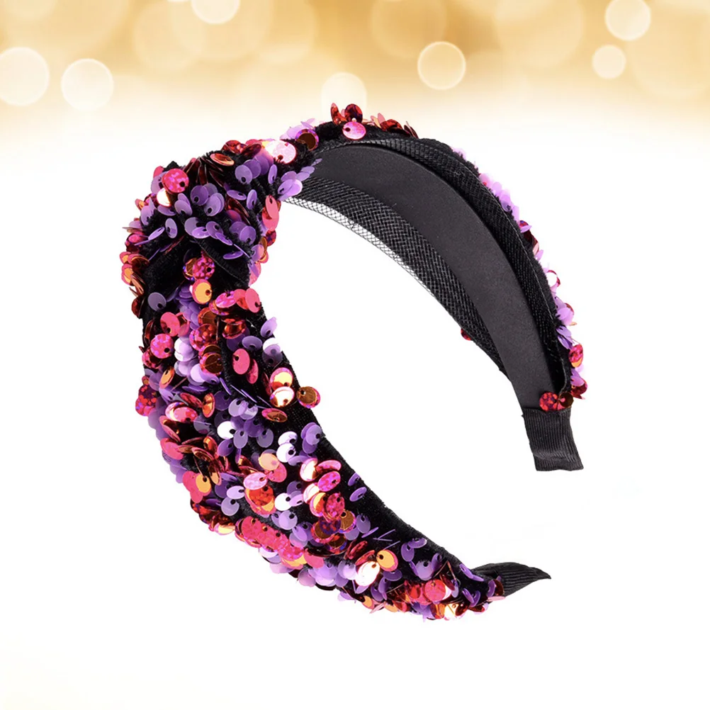 

Cloth Wrapped Headwear Hair Bands Women's Hair Vintage Headband Hair Ties Women Elastic Sequined Headband Wide Headband