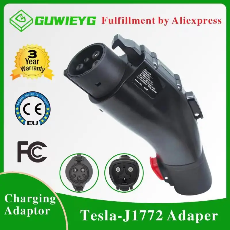 

GUWIEYG Tesla to J1772 Adapter - Max 48A 250V Tesla to Type1 Adaptor EVs Charging Adapter with Anti-Drop Lock Adapter
