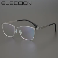 eleccion brand designer glasses frame men super thin medical aviation stainless steel full rim square eyeglasses women korea