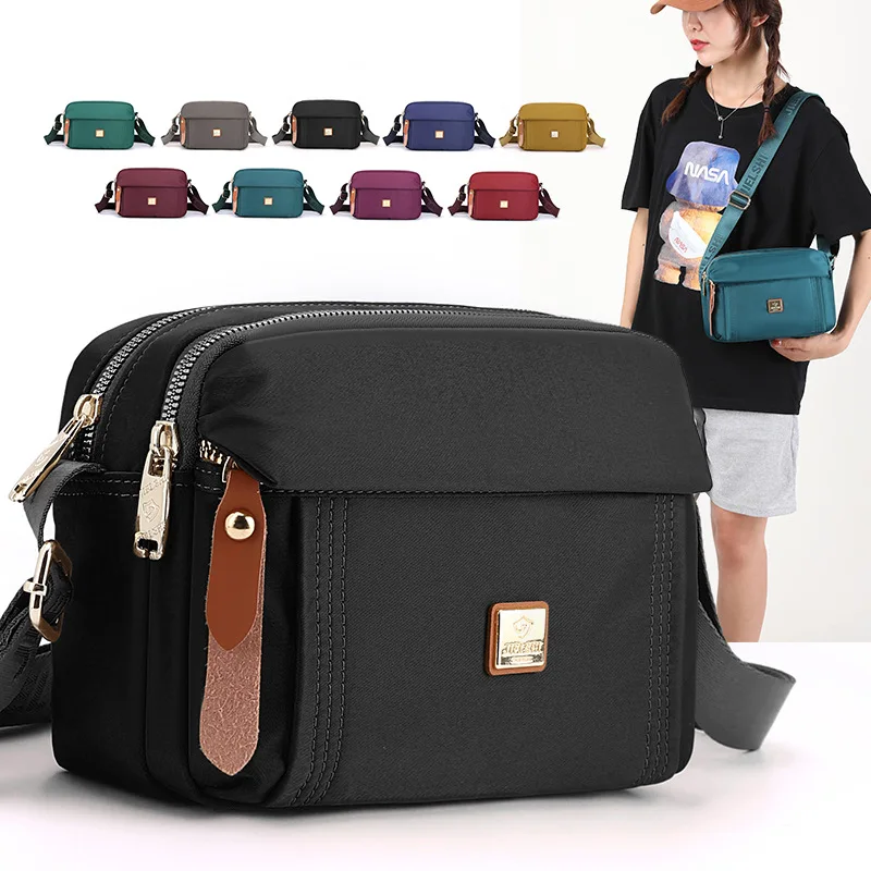 Fashion Korean style Harajuku style ladies student nylon canvas bag monochrome shoulder bag mini messenger bag handbag purse