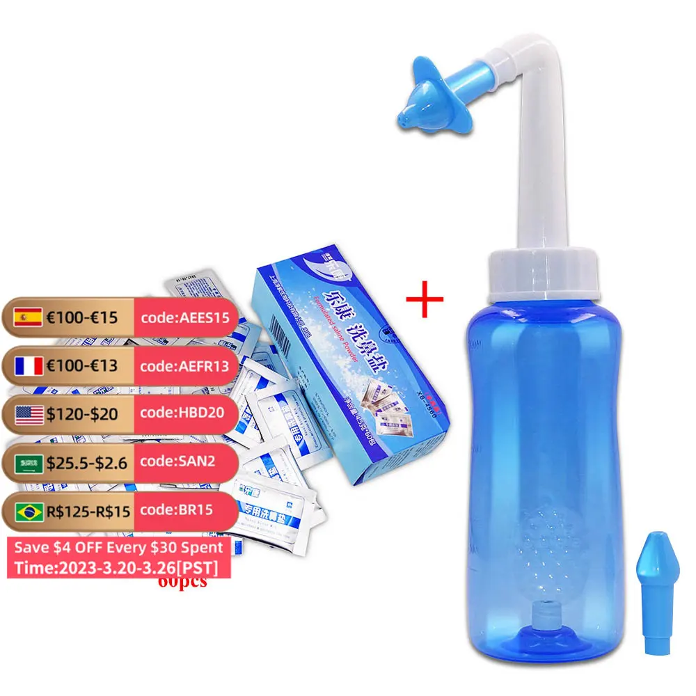 

Nasal Wash Salt 300/500ml Nose Cleaner Neti Pot Nose Protector Allergic Rhinitis Irrigator Cure Nosal Sinus Rinse Health Care