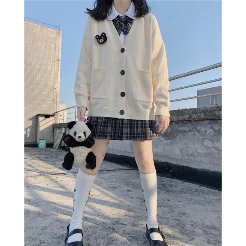 

JK Sweater Sailor School Uniform Cardigan Japanese Korean Fashion Cosplay Suit Y2k Kawaii Sweaters College Style Cardigans Cute