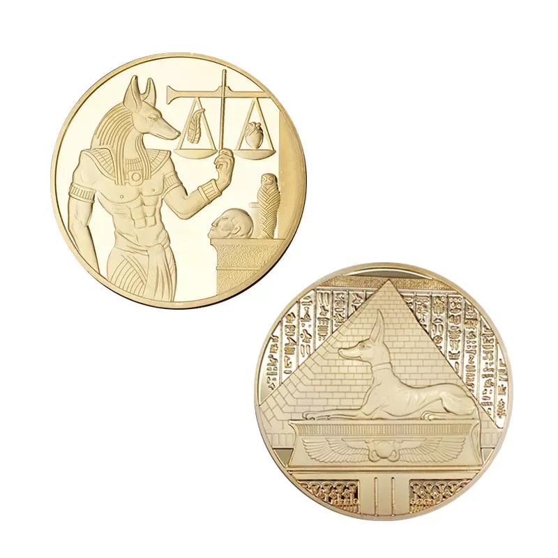 

Gold Plated Egypt Death Protector Anubis Coin Copy Coins Egyptian God Of Death Commemorative Coins Collection Gift
