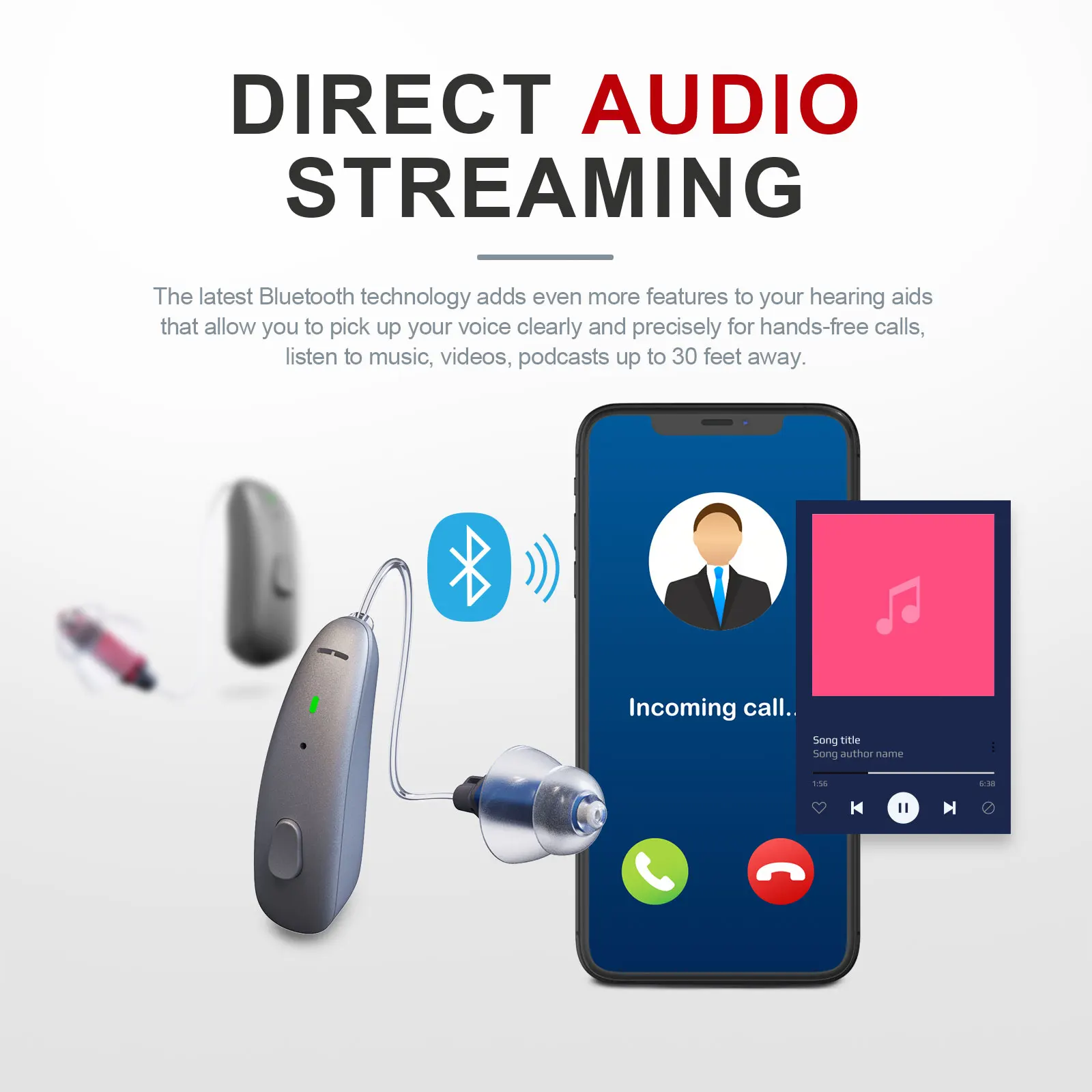 Слуховые аппараты JINGHAO (Китай) с Bluetooth и приложением, перезаряжаемые, для пожилых людей, с высококачественным звуком, для легкой и средней степени потери слуха (art.: 3920db0ffb9cc) - 3920db0ffb9cc