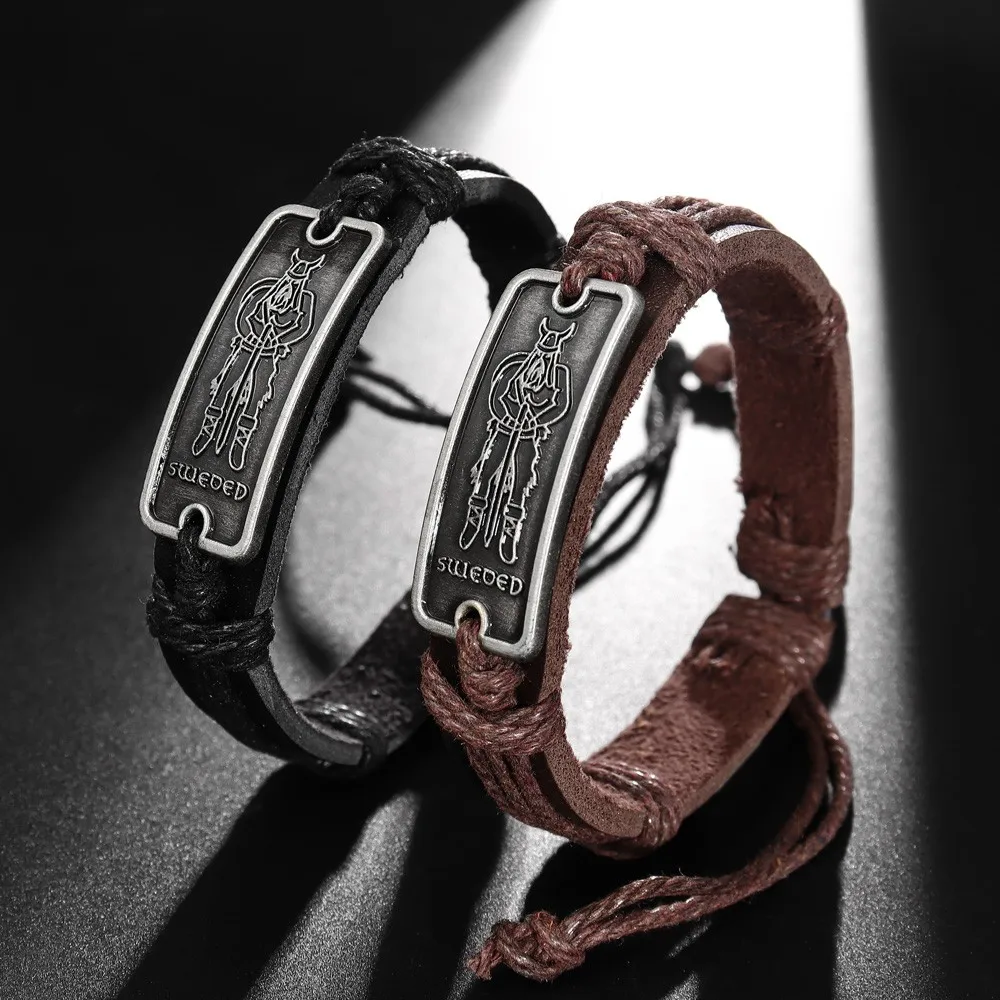 Трендовый кожаный браслет Подвеска мужской новые модные аксессуары в подарок