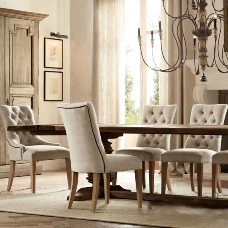 

Скандинавские тканевые обеденные стулья на заказ, спинка, простой американский обеденный стул, твердая древесина, мебель для ресторанов и отелей