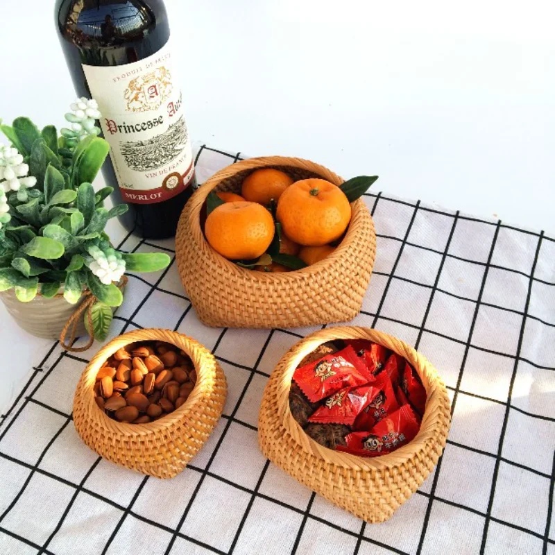 

Vietnam Autumn Rattan Storage Storage Tea Snacks Dried Fruit Snack Storage Basket Stationery Pencil Tableware Storage Box
