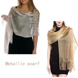 Imported Elegant Shawls for Evening Dresses Female Golden Silvery Wire Tassels Bridal Bridesmaid Party Weddin