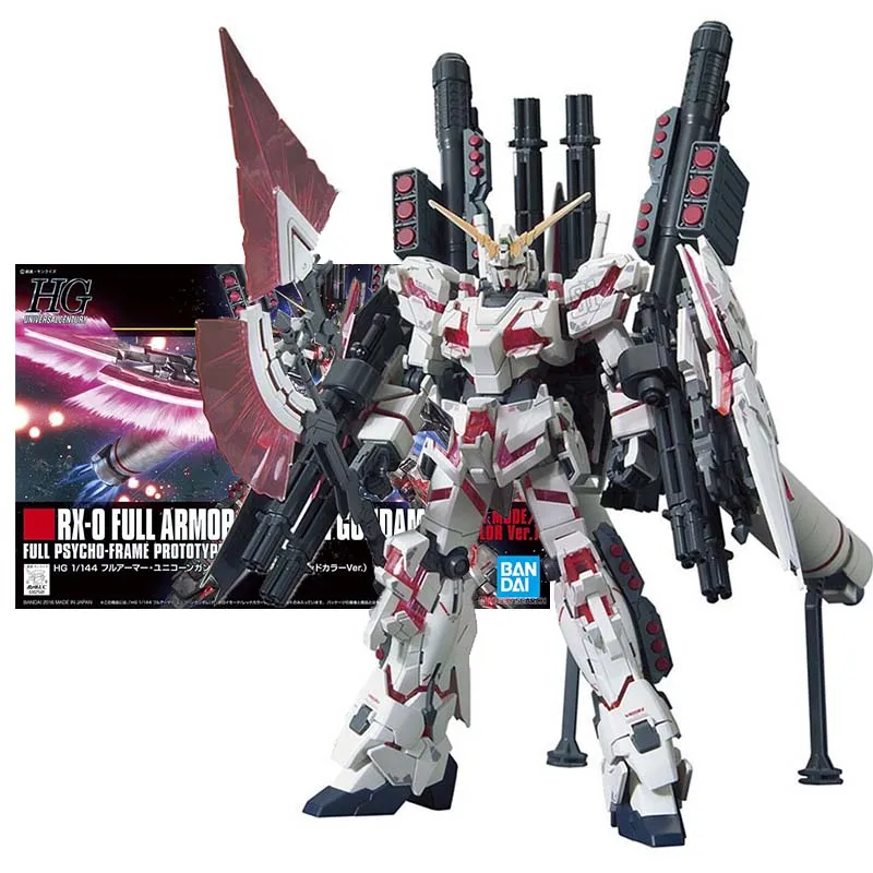 Anime Figures Hg Rx-0 Full Armor Unicorn Destroy Red Mobile Suit Gunpla Action Figure Toy For Boy