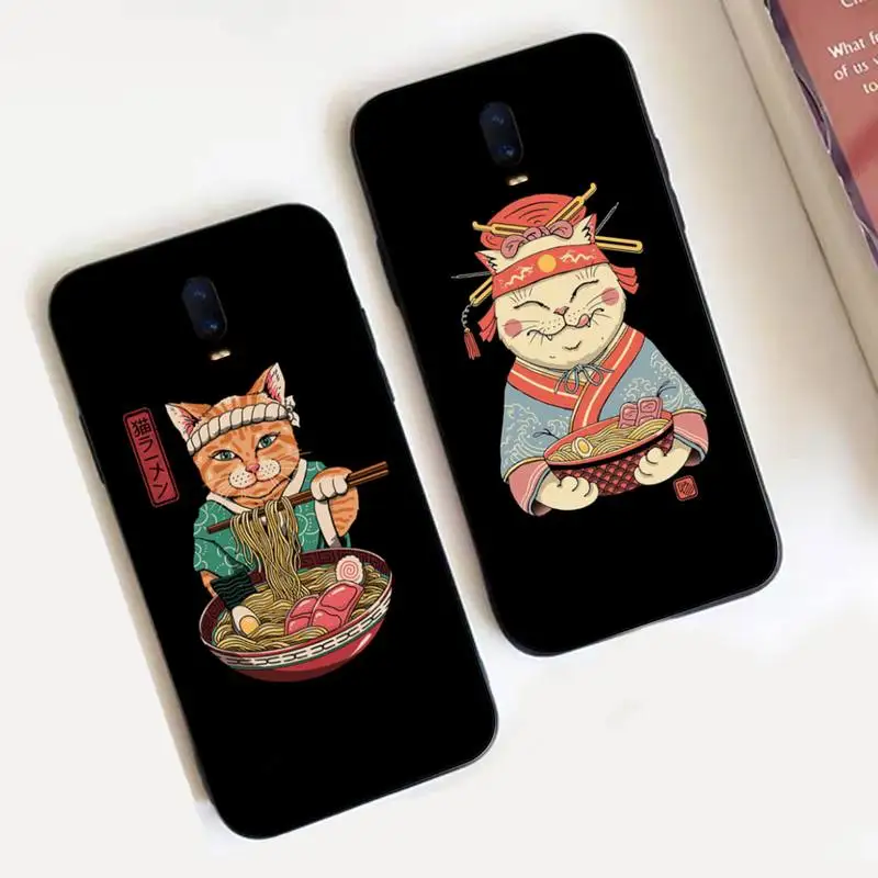 

JAMULAR Neko Ramen Japan Cat Anime Phone Case For Oppo Reno Realme C3 6Pro Cover For vivo Y91C Y17 Y19 Funda Capa