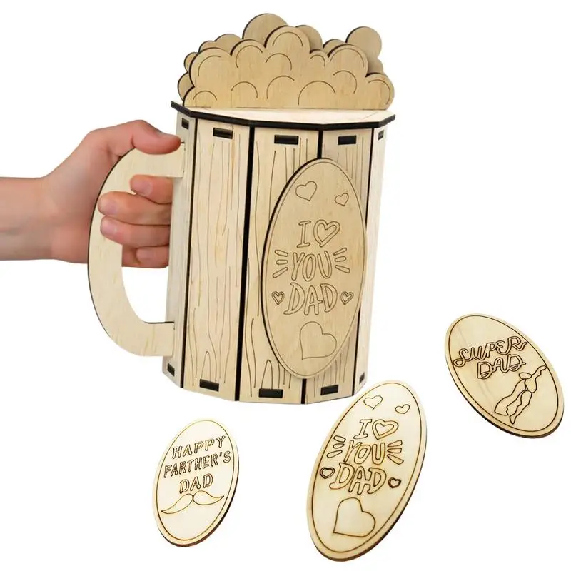 

Деревянная пивная кружка, орнамент, пивная кружка, деревянные украшения «сделай сам», пивная кружка для подарка на День отца, настольное укр...