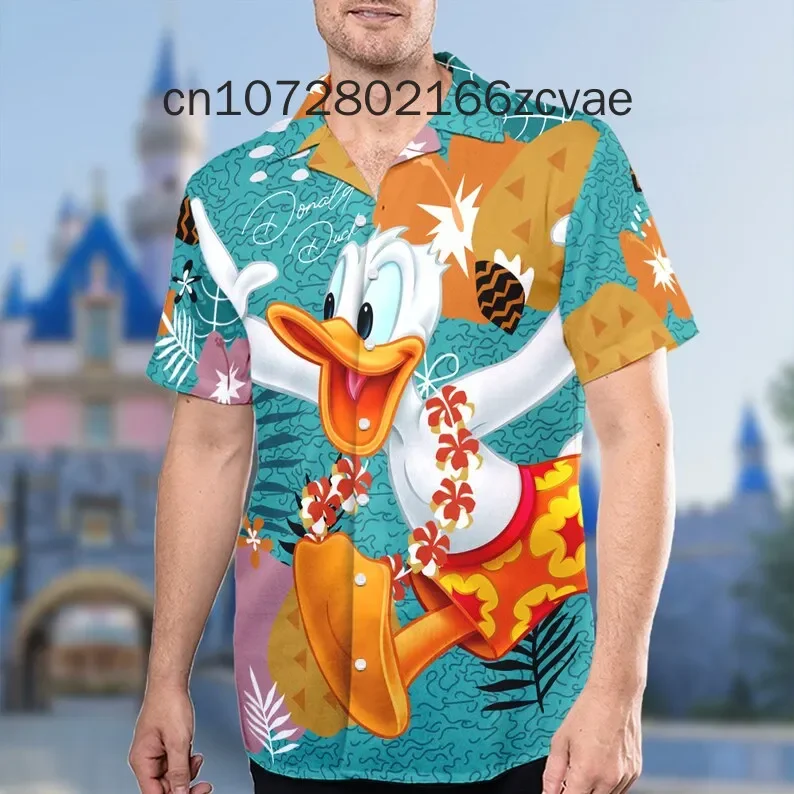 New Funny Donald Duck Hawaiian Shirt Disney Hawaii Summer Vacation Beach Surf Trendy Vintage Button Down