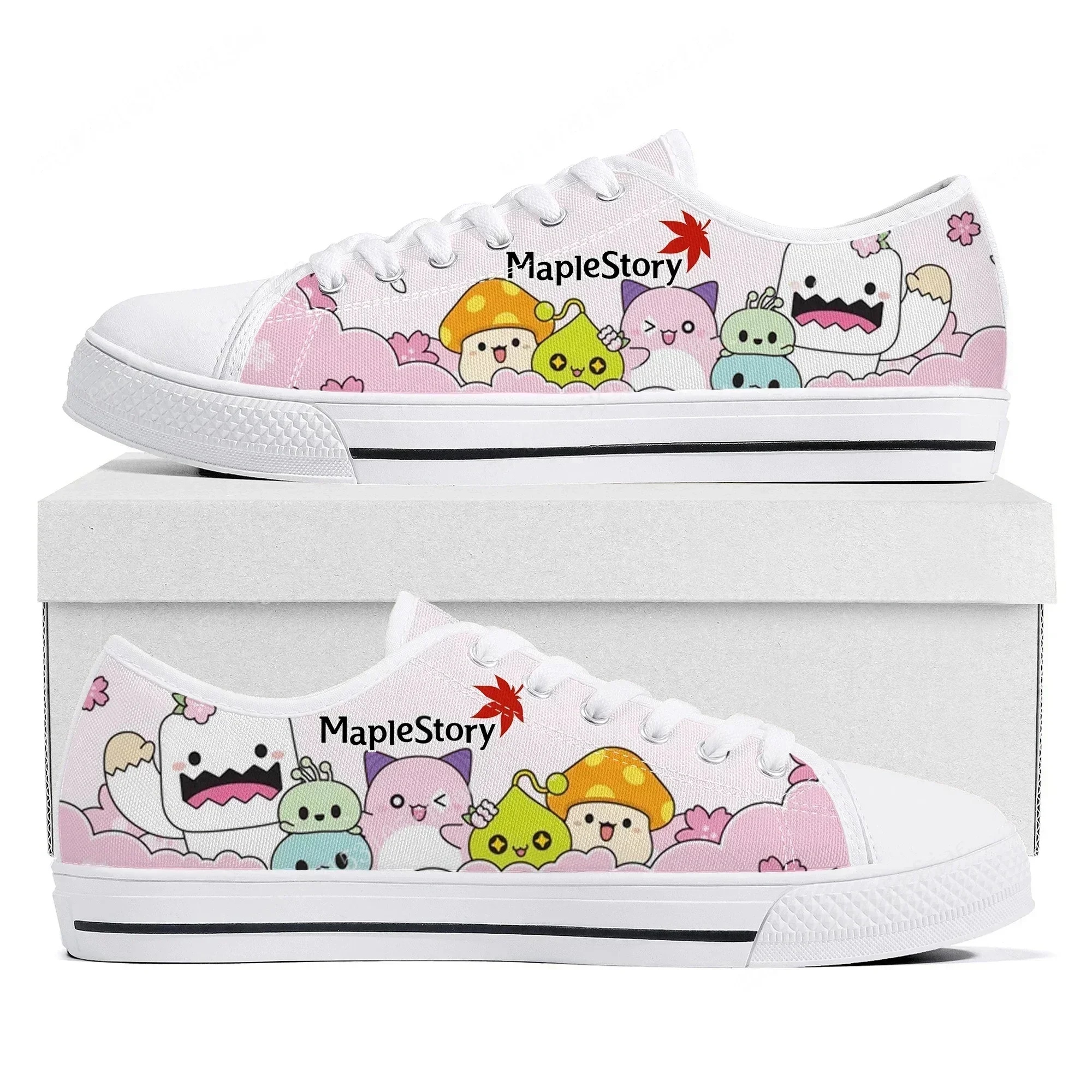 Фото Кроссовки Maplestory Low Top: модные парные кеды из канваса с мультяшным дизайном для женщин, мужчин и подростков, индивидуальный пошив №2