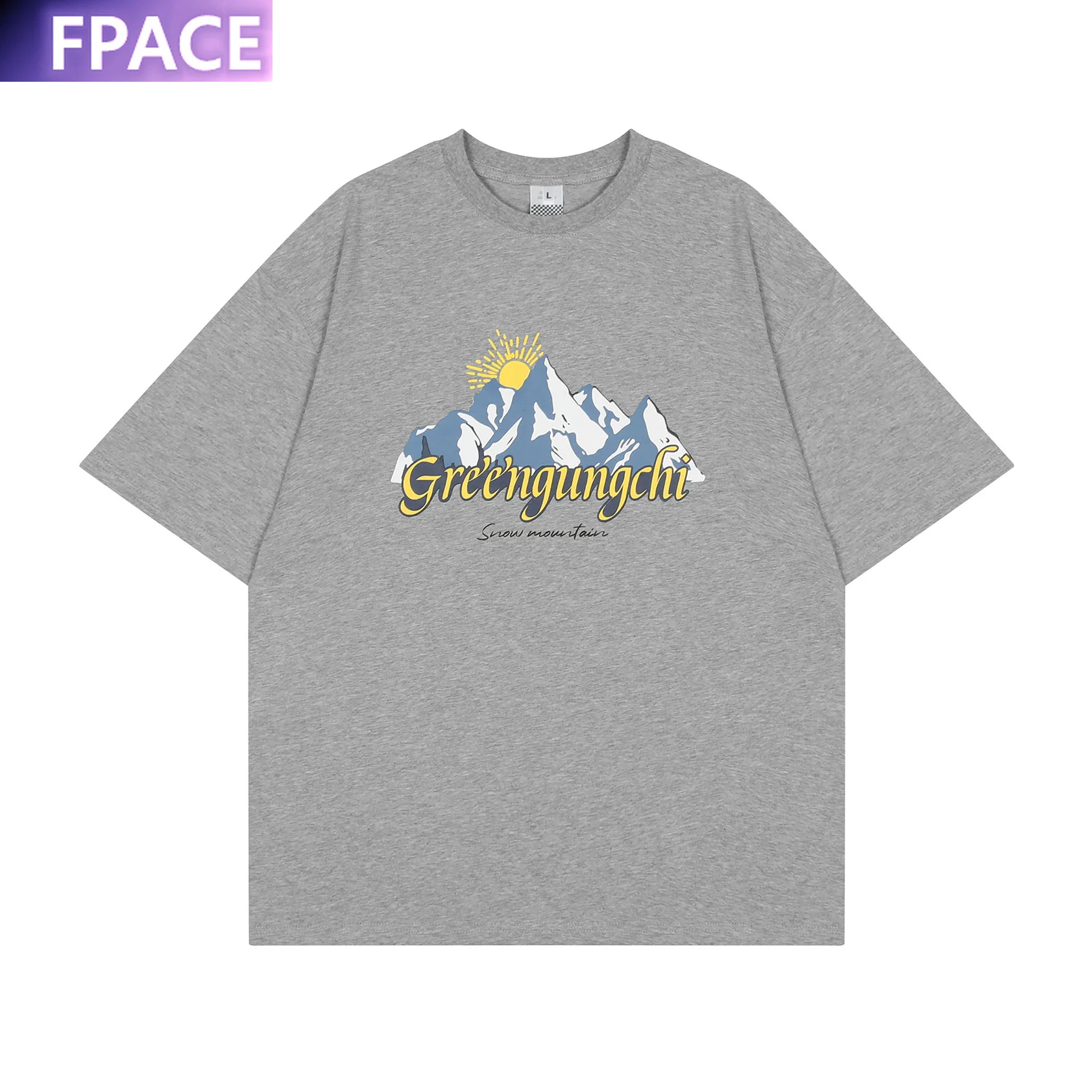 

Summer Fashion Brand Painting Mountain Oversize Short-Sleeved T-shirt Large Size Loose Men's Women's Tops High Street Hip Hop