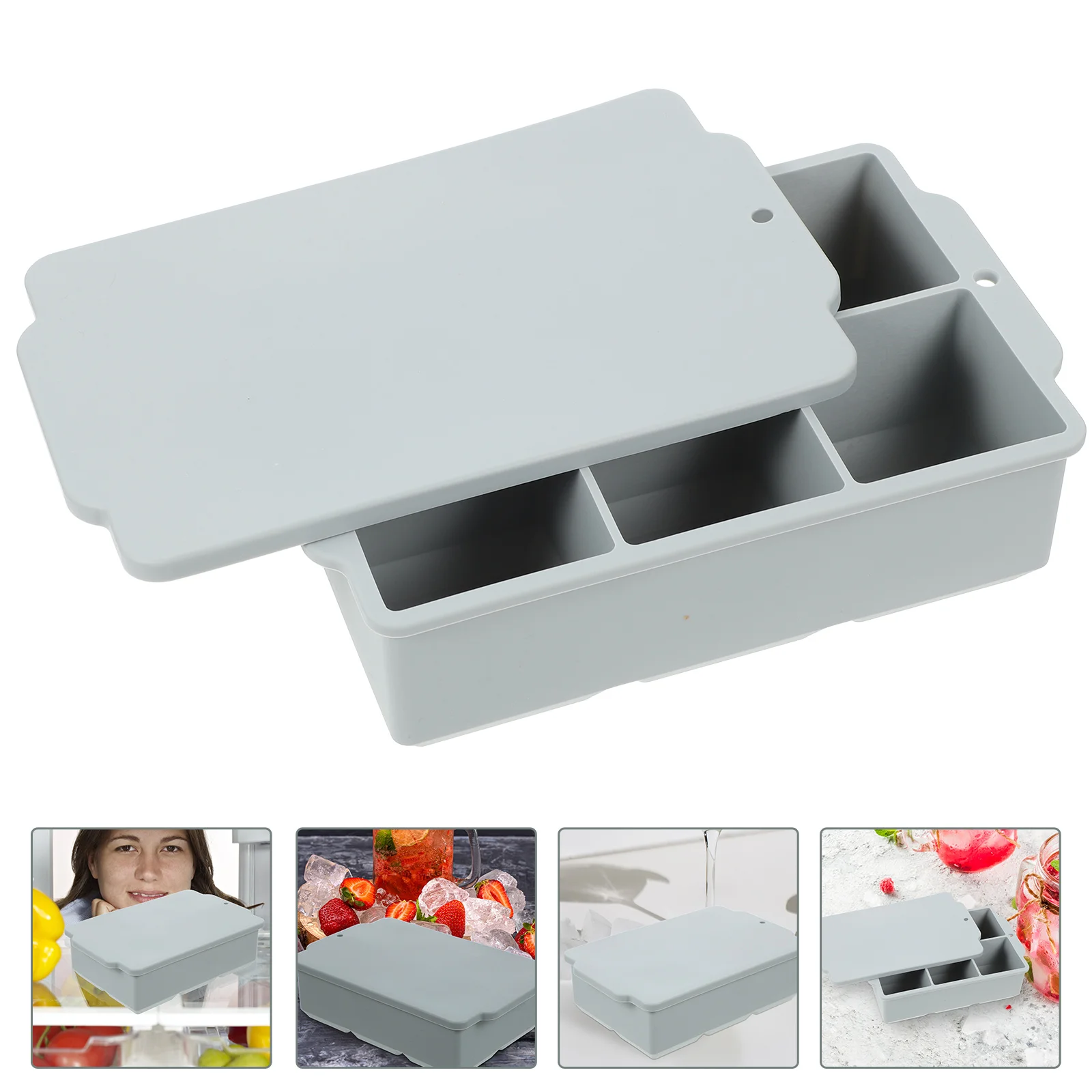 

Silicone Ice Tray Mold Cube Making Kitchen Trays Household Square Serving DIY Molds Refrigerator Box Grid Maker