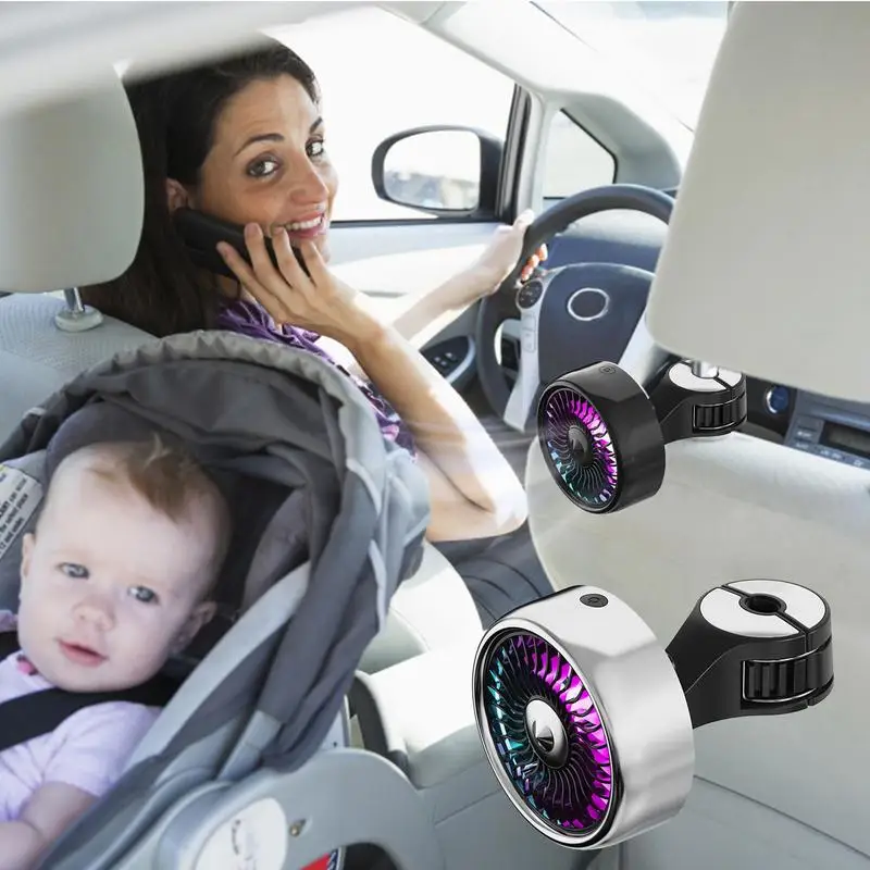 

Car Rear Seat Fans Portable Vehicle Headrest Air Fan With Powerful 3 Speeds Strong Wind Quiet Design For Auto Trucks SUV RV