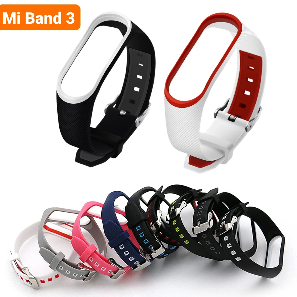 Miband 3 Strap For Xiaomi Dual Color Silicone Strap Mi Band 3 Xiaomi Sport Smart Watch Wristband Replacement For Xiaomi Miband3