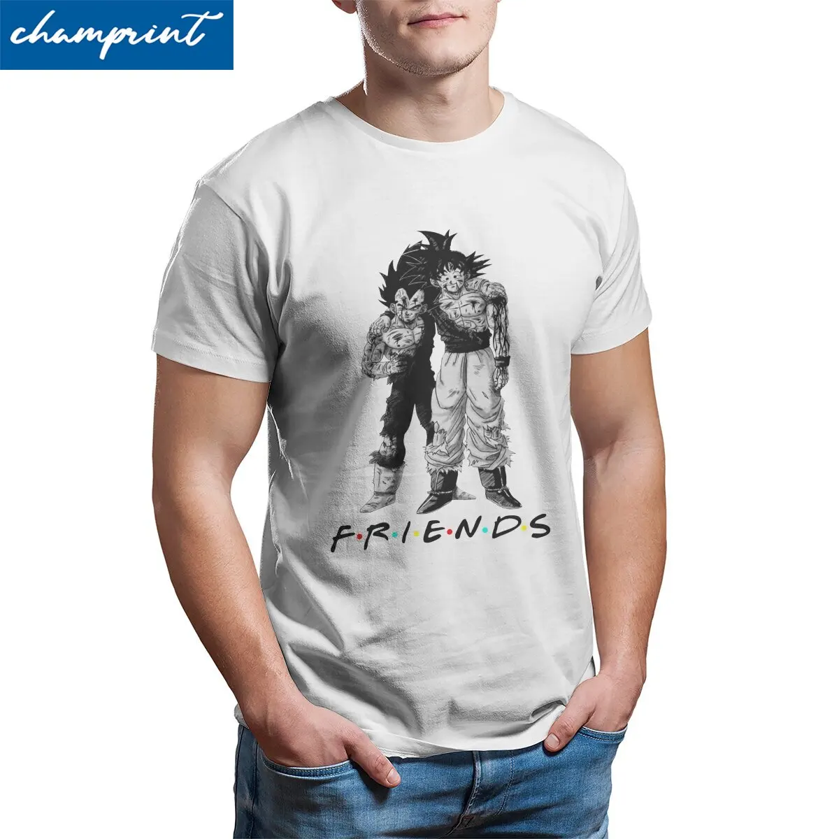 Dragon-Ball Friends Men T Shirt Japanese Anime Casual Tee Shirt Short Sleeve Round Neck T-Shirts Cotton Graphic Printed Clothing