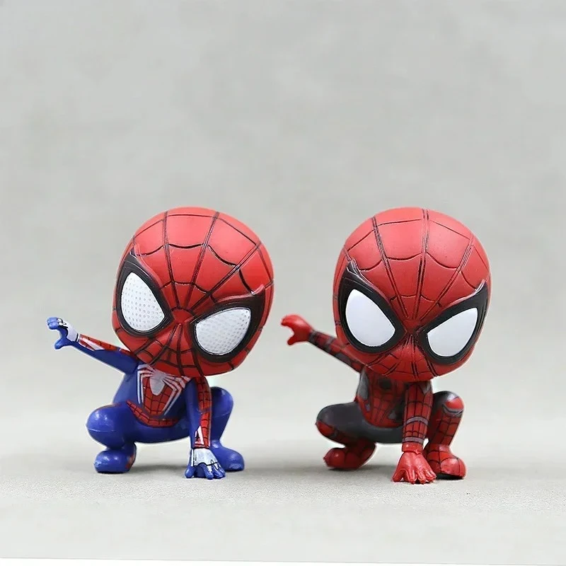 Фото Коллекционные фигурки Marvel Spiderman: милые аниме-персонажи, модели героев Marvel, куклы для детей, настольные мультяшные фигурки, подарок на день рождения №4
