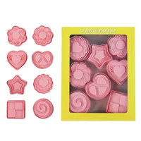 8 style cookie stamps set embossed small cookie cutters for kids 3d filled cookie stamps kitchen tool cake fondant pastry