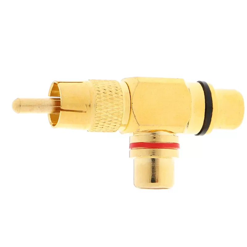 

1pc Gold Plated RCA Male To 2 Female RCA Splitter Adapter AV Video Audio T Plug RCA 3 Way Plug R Connector