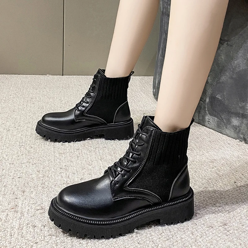 

Модные ботинки на платформе, массивные замшевые кожаные женские готические ботинки в стиле панк, Ночные Клубные ботинки на шнуровке, на мол...