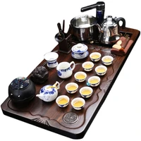 kung fu tea set household complete set whole ebony solid wooden living room chinese tea tray automatic integrated simple