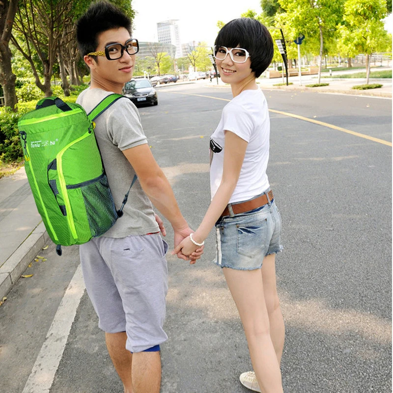 Foldable Sports Backpack Bag Women Men'S Fitness Gym Travel Luggage Duffle Handbag Outdoor Cycling Nylon Weekend Trekking Bag