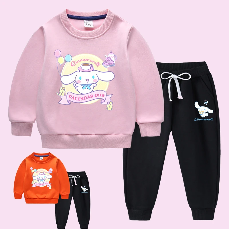 

Kawaii Sanrios Girls' Clothes Suit Children's Cinnamoroll Autumn Sports 2Pcs Set Little Girl Casual Sweater Suit Christmas Gift