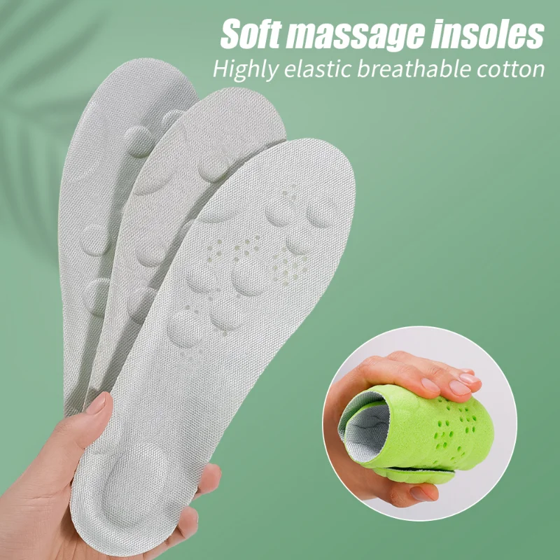 4D Shock Absorption Insoles High Elasticity Latex Massage Shoe Pads Inserts Unisex Soft Sports Running Deodorant Cushions