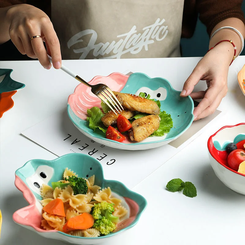 Милая миска с мультяшным динозавром керамическая здоровая посуда