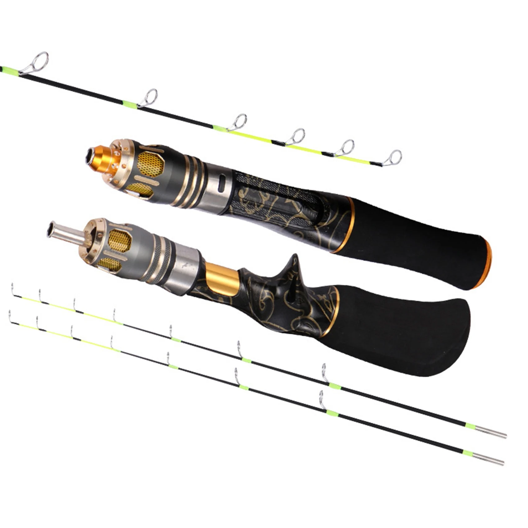 

Titanium Alloy Carbon Ultra Short Ice Fishing Rod 70cm Insert Solid Soft Tail Rod (Bend Handle)
