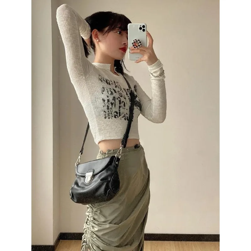 Миниатюрная дизайнерская сумка через плечо с замком стильная женская