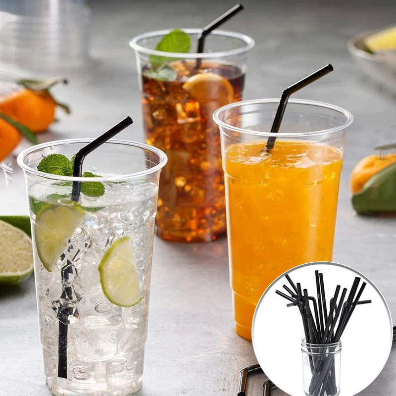 

100Pcs/set Disposable Party black Straws 6x210mm for Party Supplies Birthday Wedding Bridal Baby Shower Decorations Celebrations