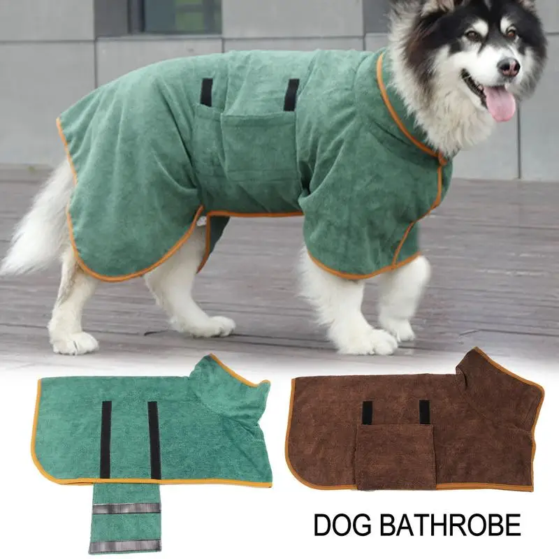 

Банный халат для животных супер впитывающий банный халат для домашних животных Регулируемый ошейник и поясное полотенце быстрое высыхание и впитывание влаги для предотвращения домашних животных