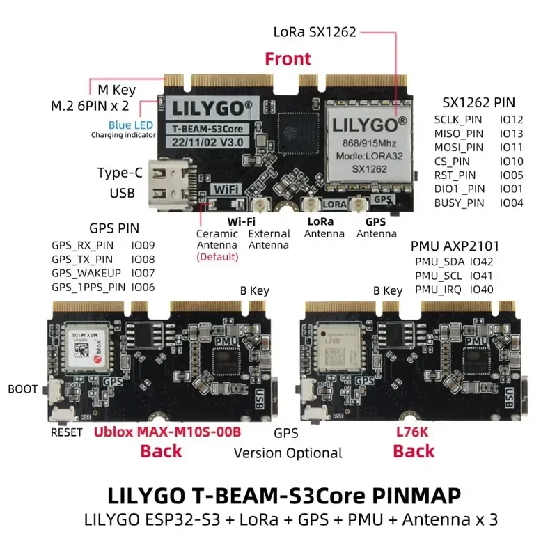 для модуля LILYGO T-Beam ESP32-S3 SX1262 Meshtastic с GPS, платы беспроводной связи LoRa с дальним радиусом действия на частотах 433, 868, 915, 920 МГц (art.: 3920dd21fb138) - 3920dd21fb138