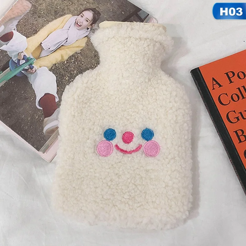 Plush Woman Water Bottle Bag  Cute Cartoon Hot Water Injection Bags Small Portable Hand Clutch Warmer Storage Bag Rubber