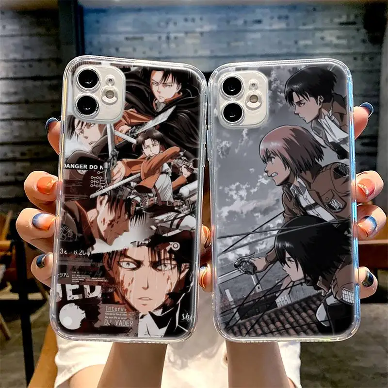 

Attack On Titan Japanese Anime Phone Case For iphone 13 12 11 8 7 plus mini x xs xr pro max Transparent soft