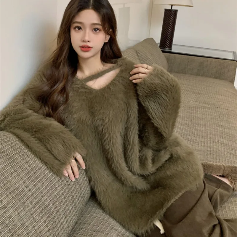 Пуловеры женские корейский модный свитер нежный пушистый приятный для кожи